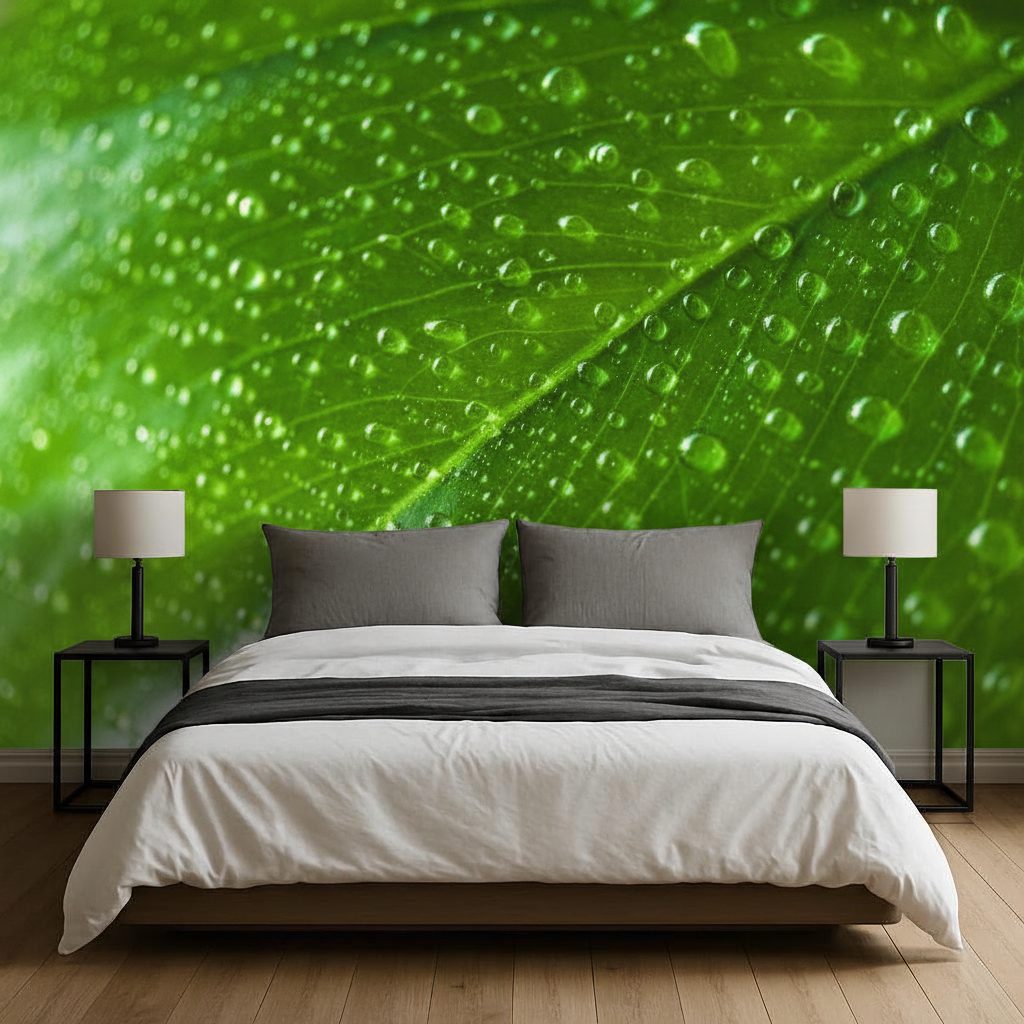 Foglia Verde con Gocce