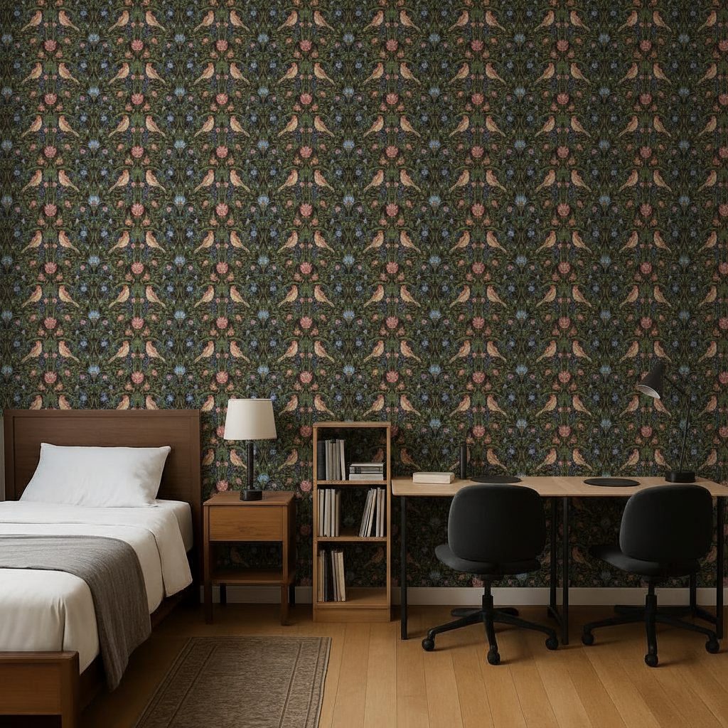 Ghirlanda Floreale Uccelli Vintage in ambiente