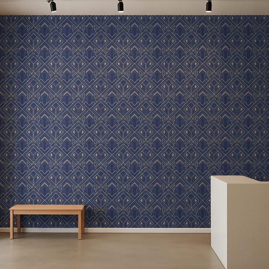 Piastrelle Art Deco Blu Oro in ambiente