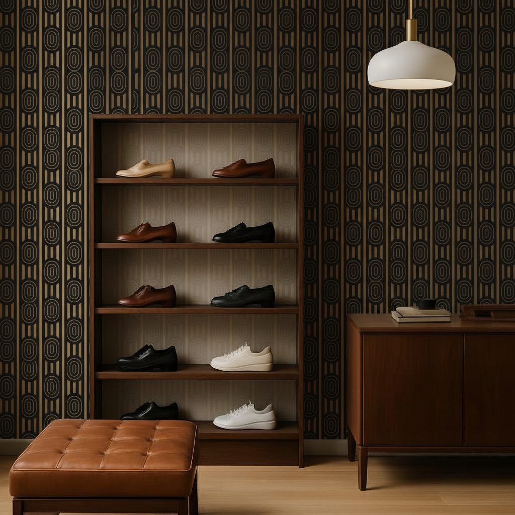 Ovali e Strisce Art Deco Oro in ambiente