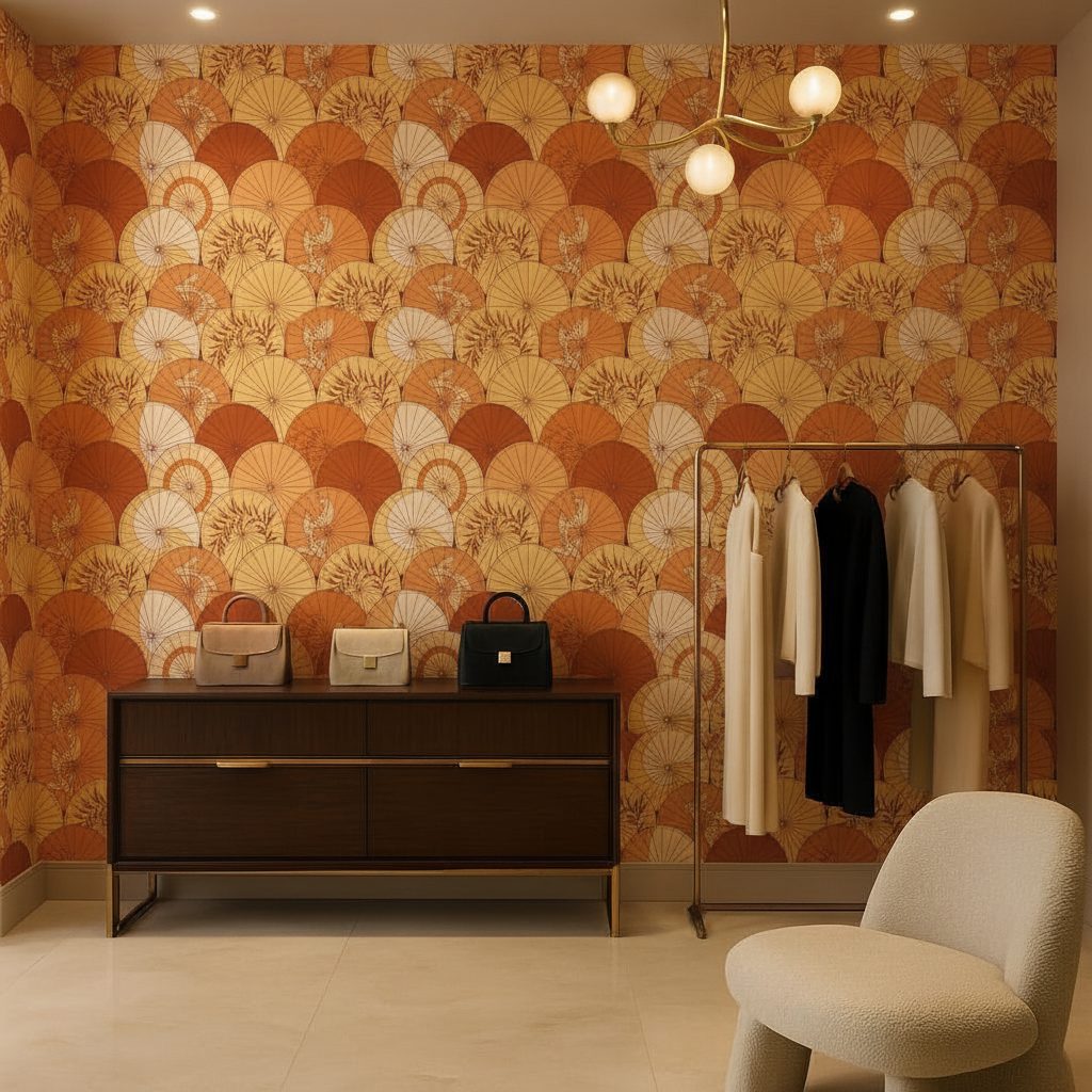 Ombrelli Giapponesi di Carta Gialli in a room setting