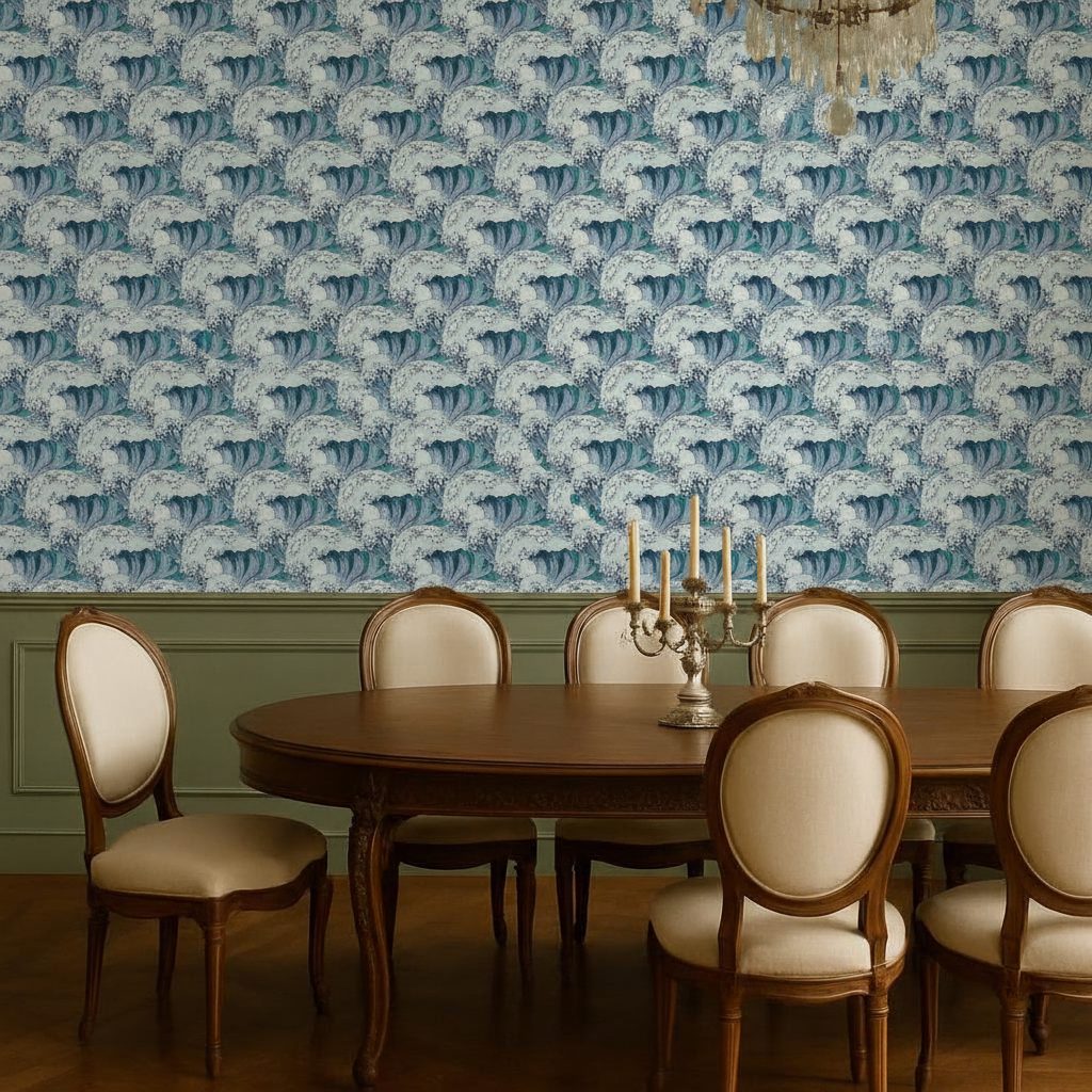 Onde Marine Disegnate Retro in ambiente