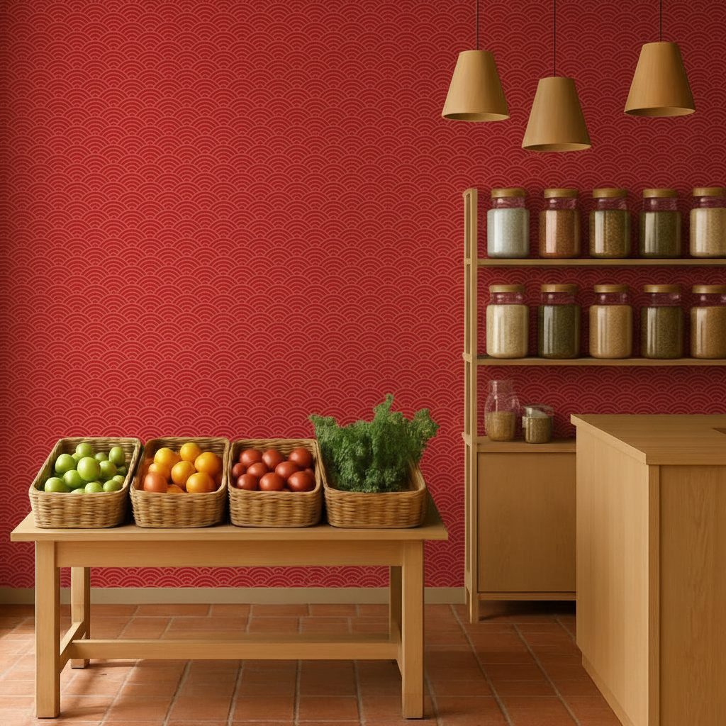 Onde Giapponesi Tradizionali Rosse in a room setting