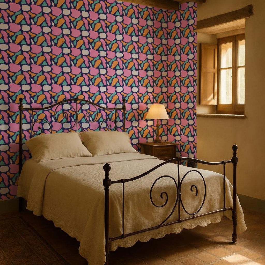 Forme Liquide Giallo Verde Navy in ambiente
