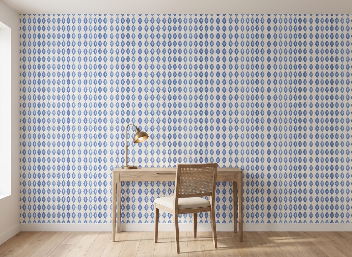 Rombo Acquerello Blu Moderno in a room setting