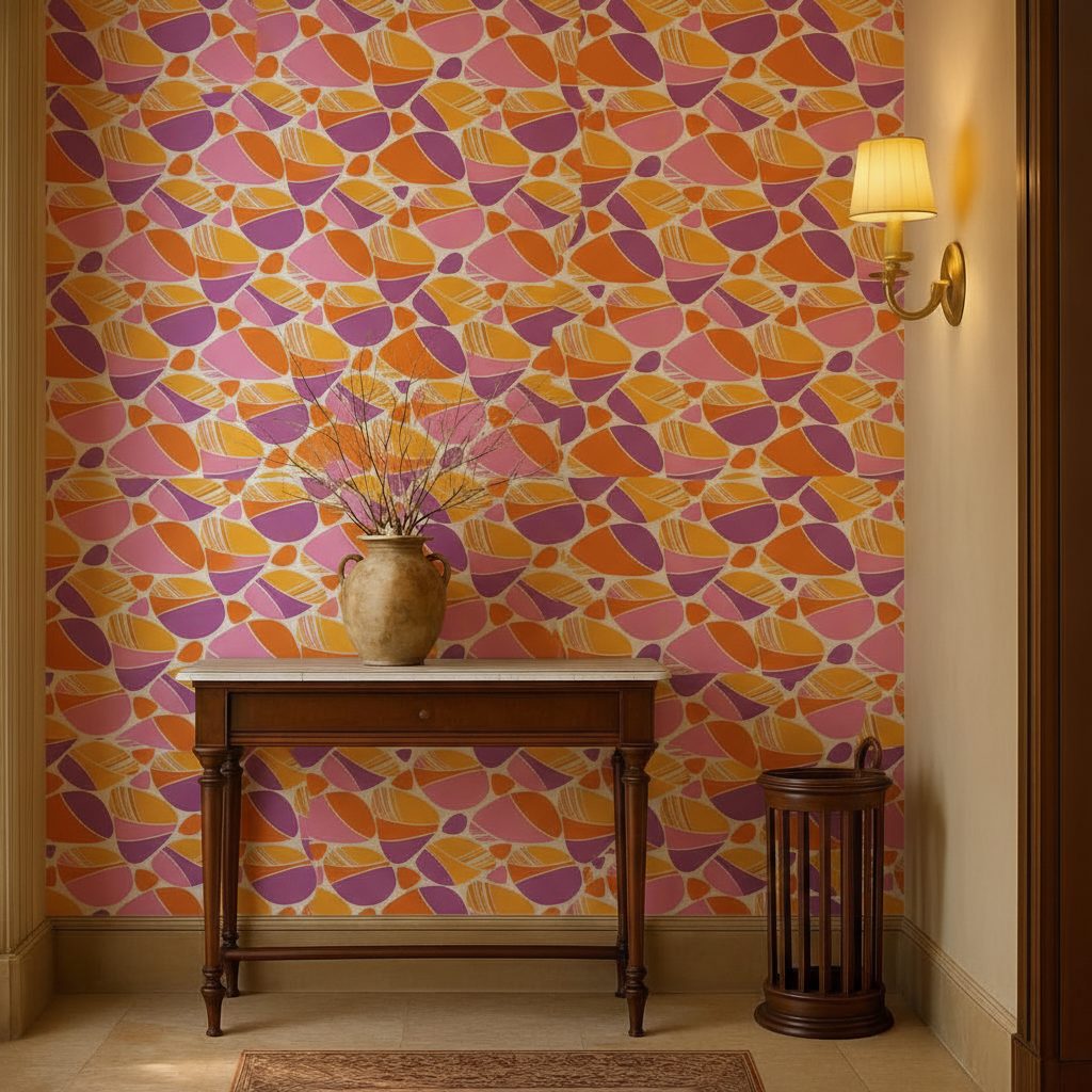 Geometrie Anni Sessanta Rosa Arancio in ambiente