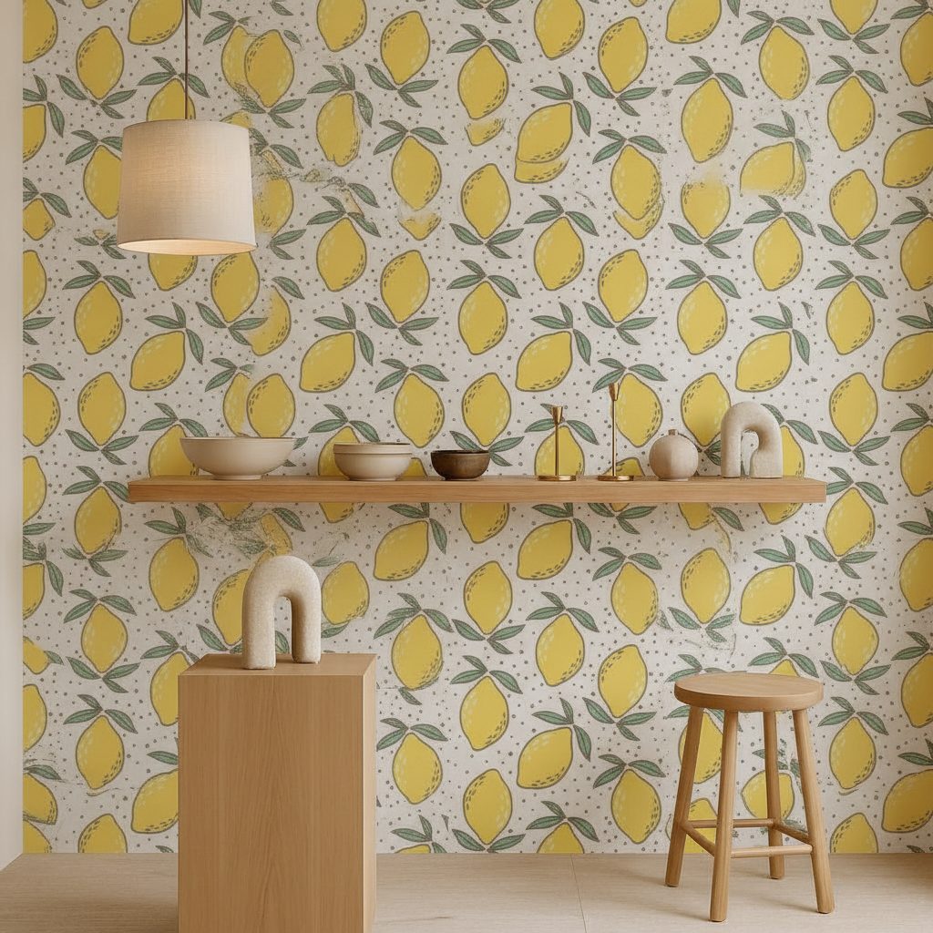 Limoni e Foglie Verdi Scandinavi in a room setting