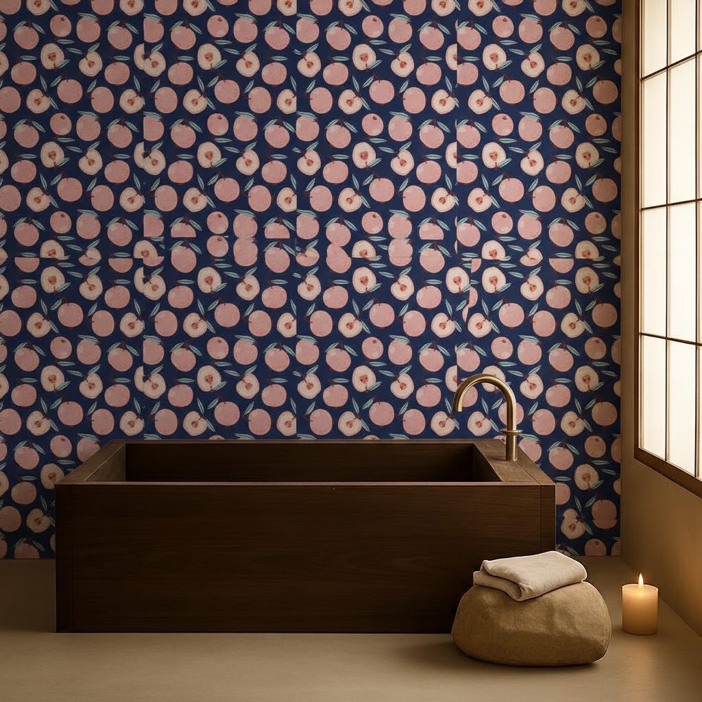 Mele Rosa Disegnate su Blu in ambiente
