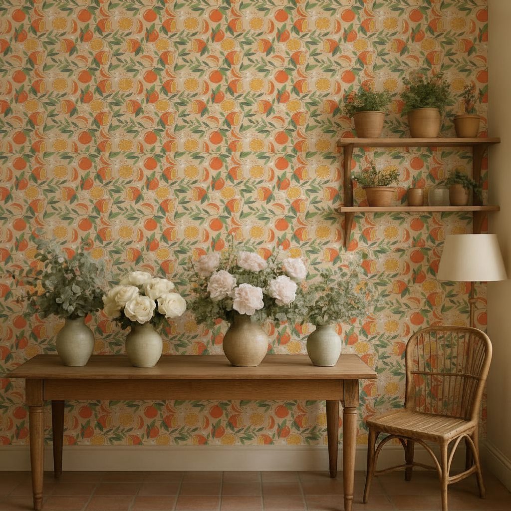 Pattern Astratto Arancione Moderno in ambiente