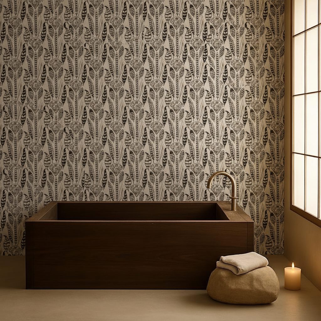Piume Diamanti Bianco Nero Boho in ambiente