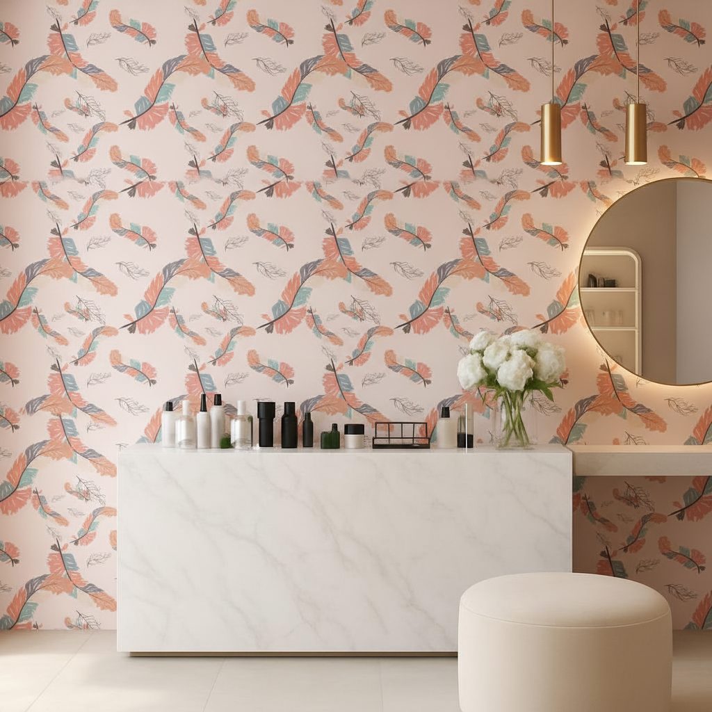 Piume Boho su Sfondo Rosa in ambiente