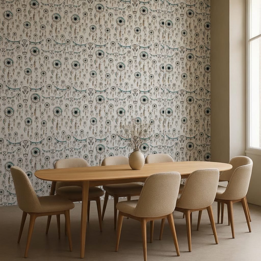 Teschio Toro Stile Boho in ambiente