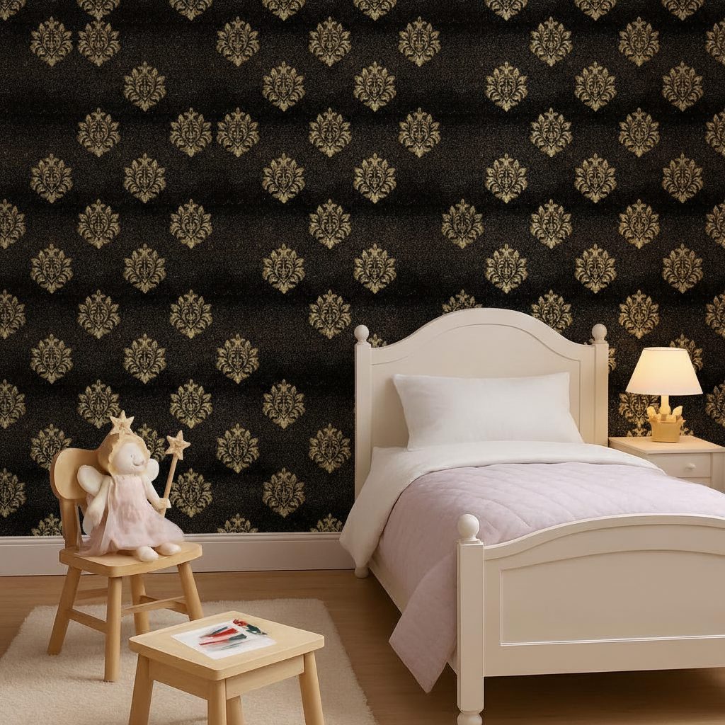 Pattern Damascato Nero e Oro in ambiente