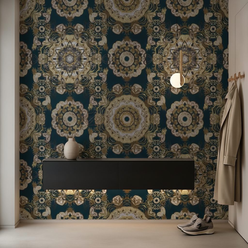 Pattern Barocco Orientale Dorato in ambiente