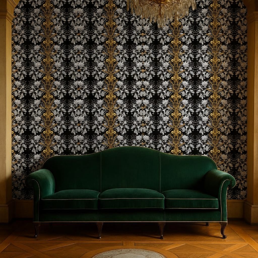 Pattern Vintage Foglie Oro in a room setting