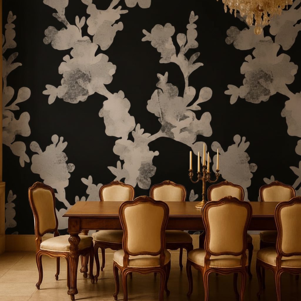 Pattern Floreale Moderno Colorato in a room setting