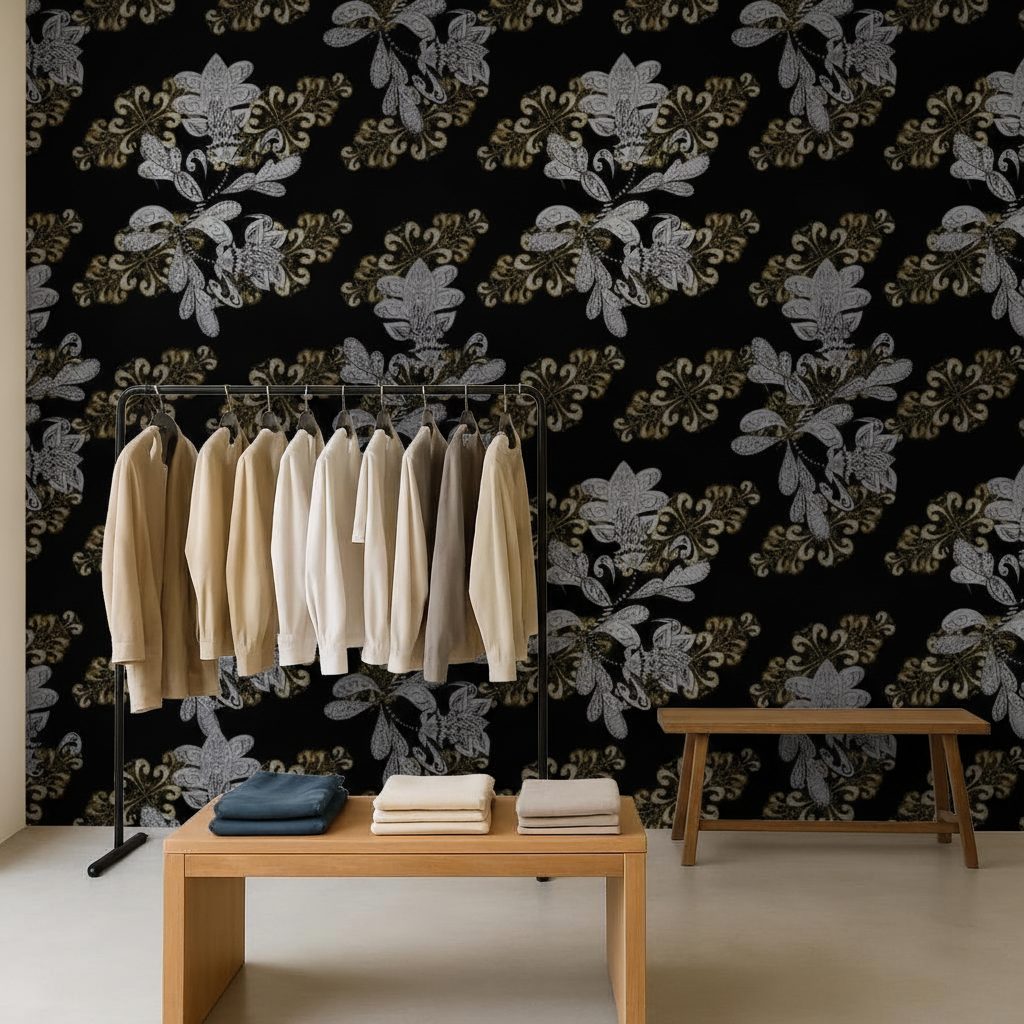 Pattern Vintage Oro su Nero in ambiente