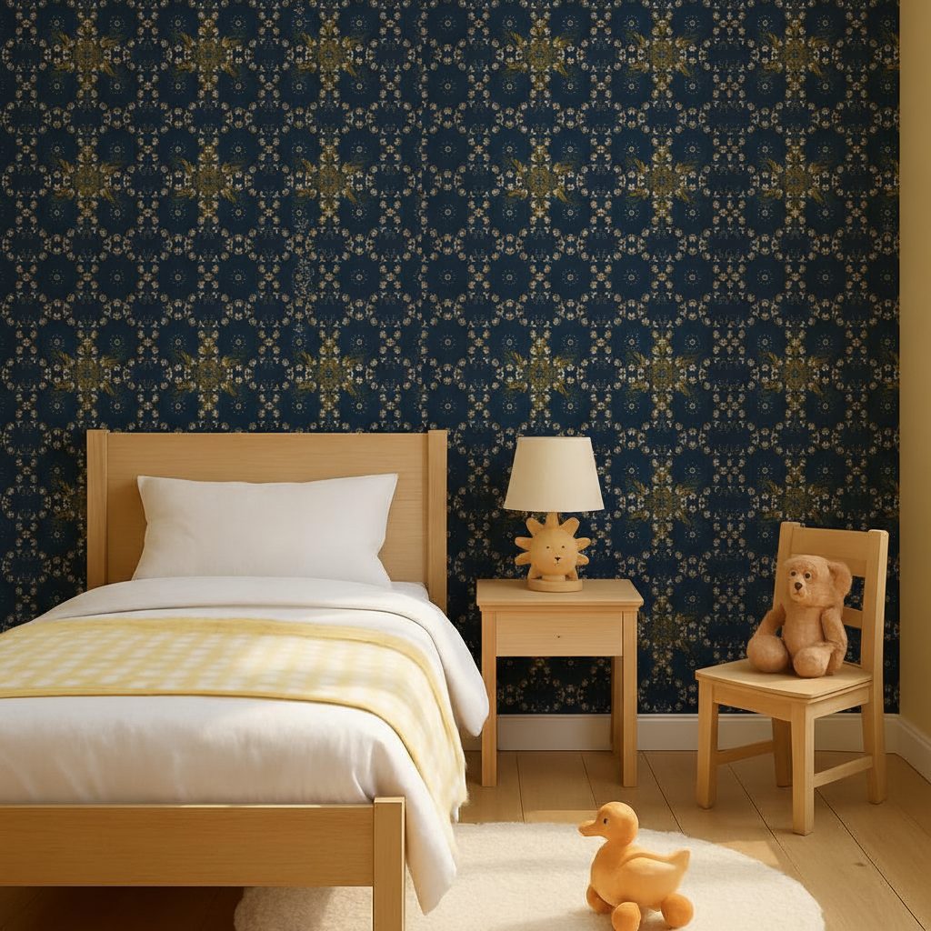 Fiocchi Neve Dorati Blu Scuro in a room setting