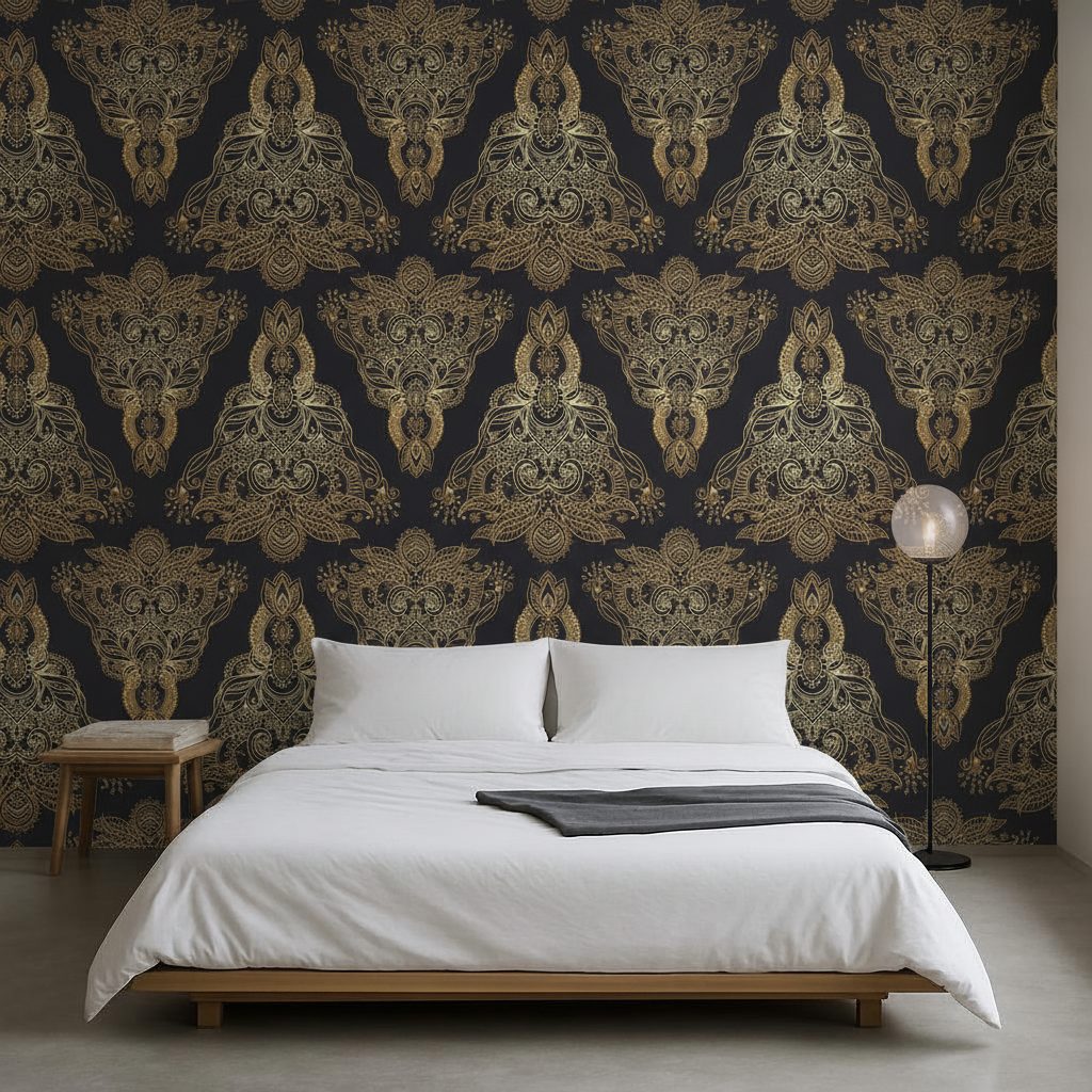 Mandala Tribale Bianco Nero in a room setting
