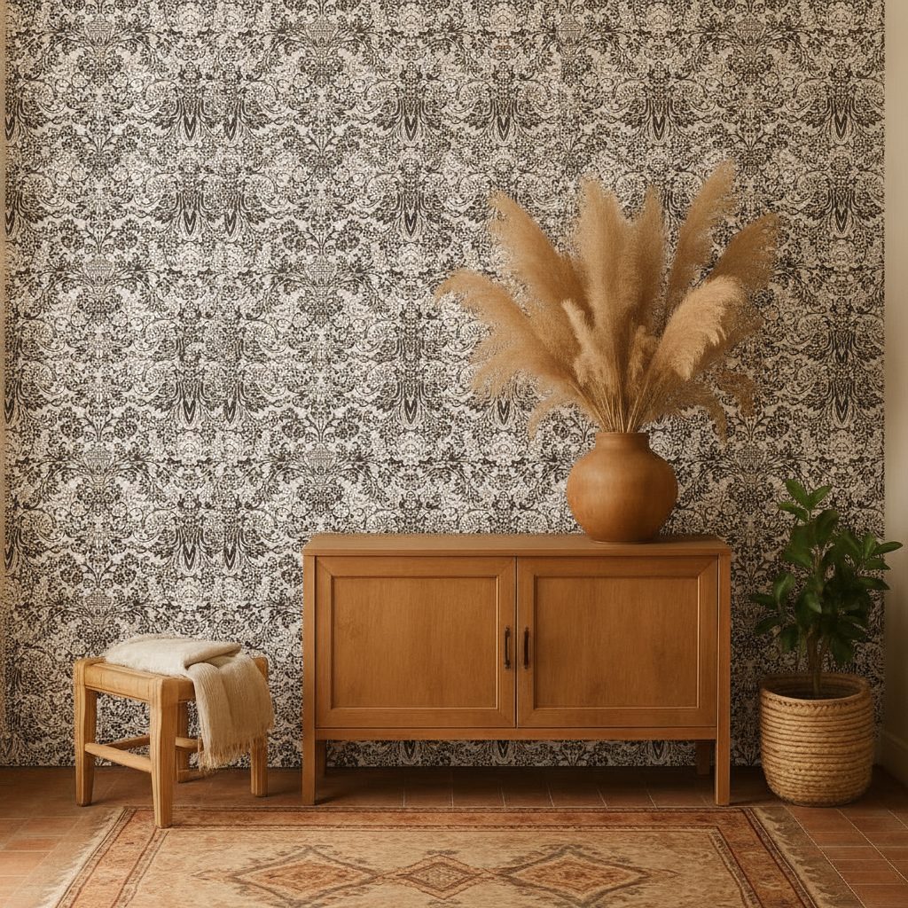 Pattern Floreale Vintage Bianco Nero in ambiente