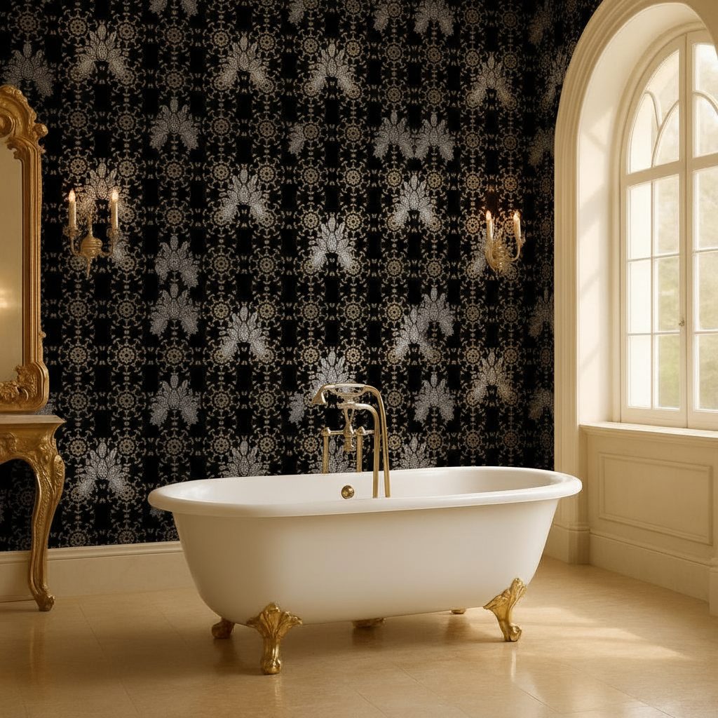 Fiocchi Neve Dorati Blu Scuro in a room setting