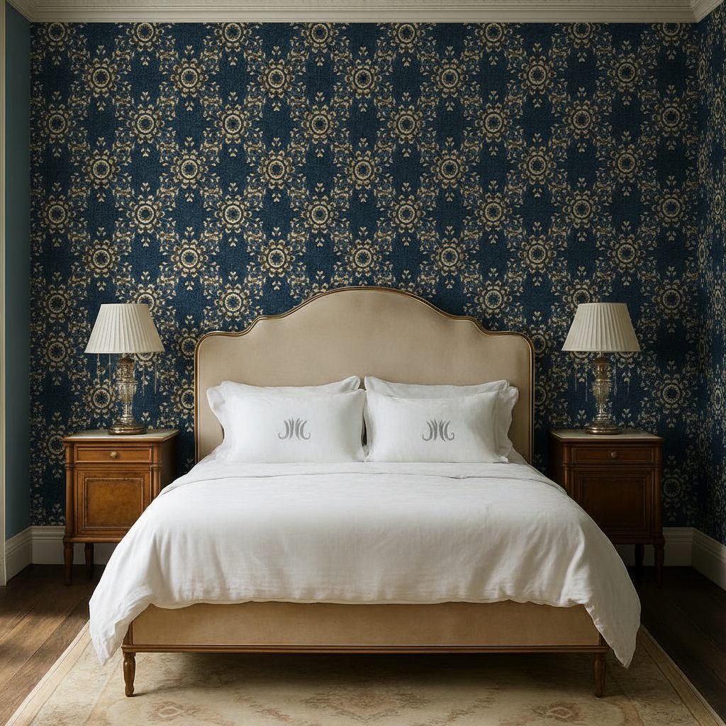 Ornamento Orientale Blu e Oro in a room setting