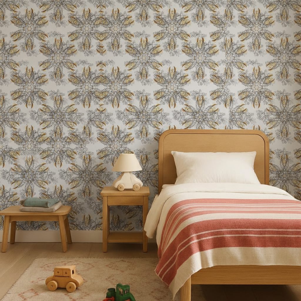 Fiocchi di Neve Dorati Sfondo Grigio in a room setting