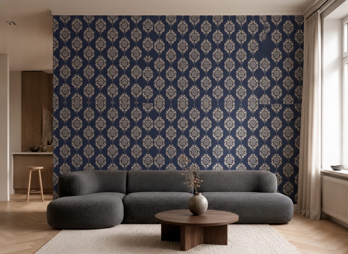 Pattern Floreale Decorativo Continuo in a room setting
