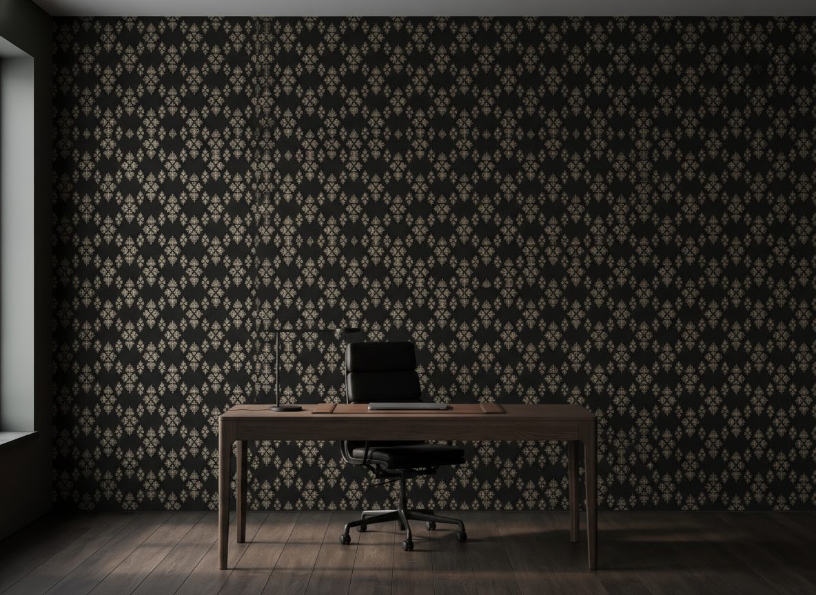 Pattern Arabi Vintage Beige Nero in ambiente