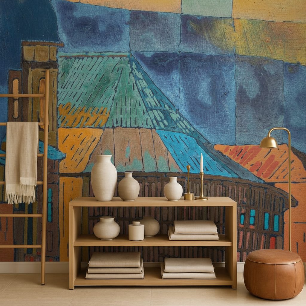 Pittura Acrilica Astratta Multicolore in ambiente