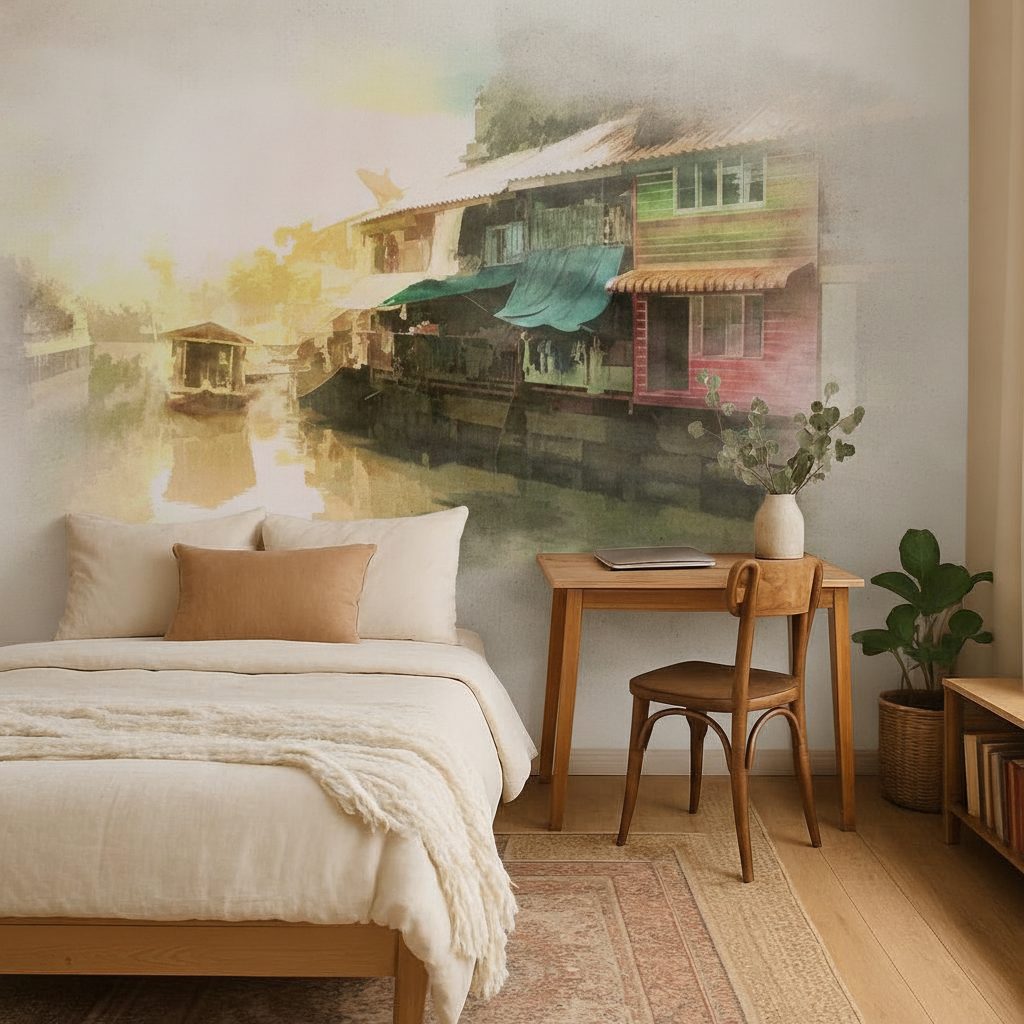 Villaggio di Bangkok Acquerello in ambiente