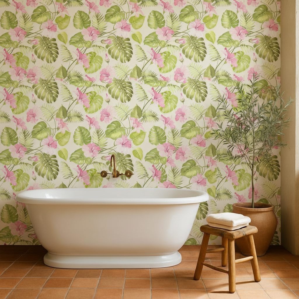 Fiori Tropicali su Sfondo Bianco in ambiente