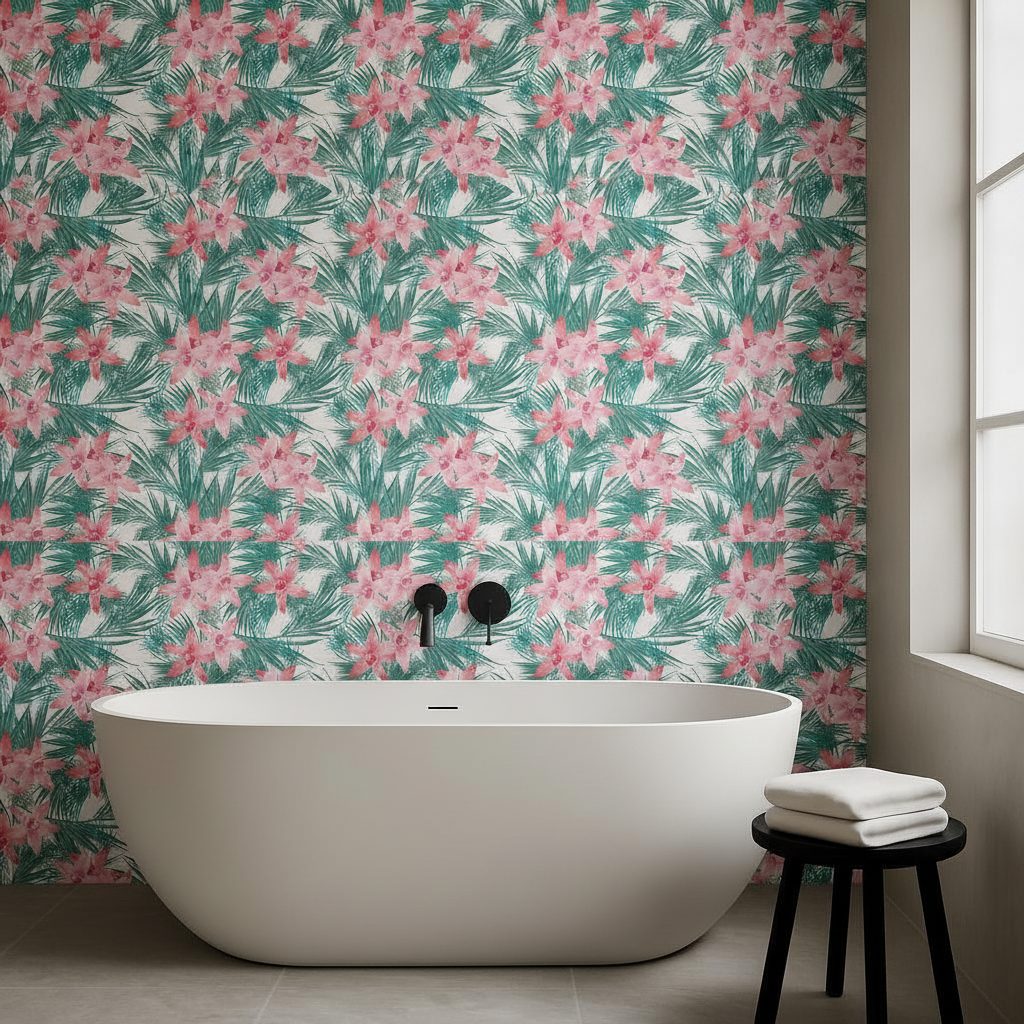 Fiori Esotici e Foglie Palma in ambiente