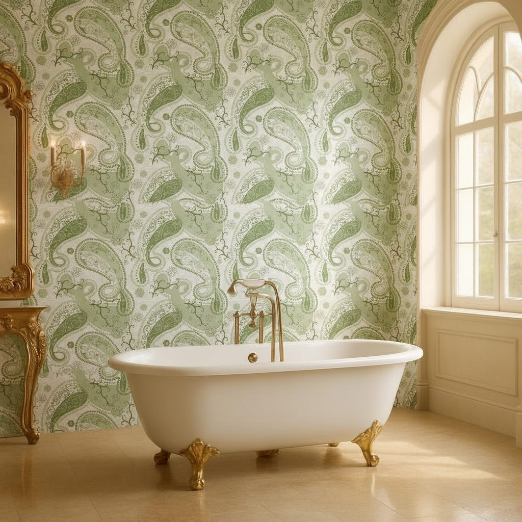 Paisley Merletto Verde Pastello in ambiente
