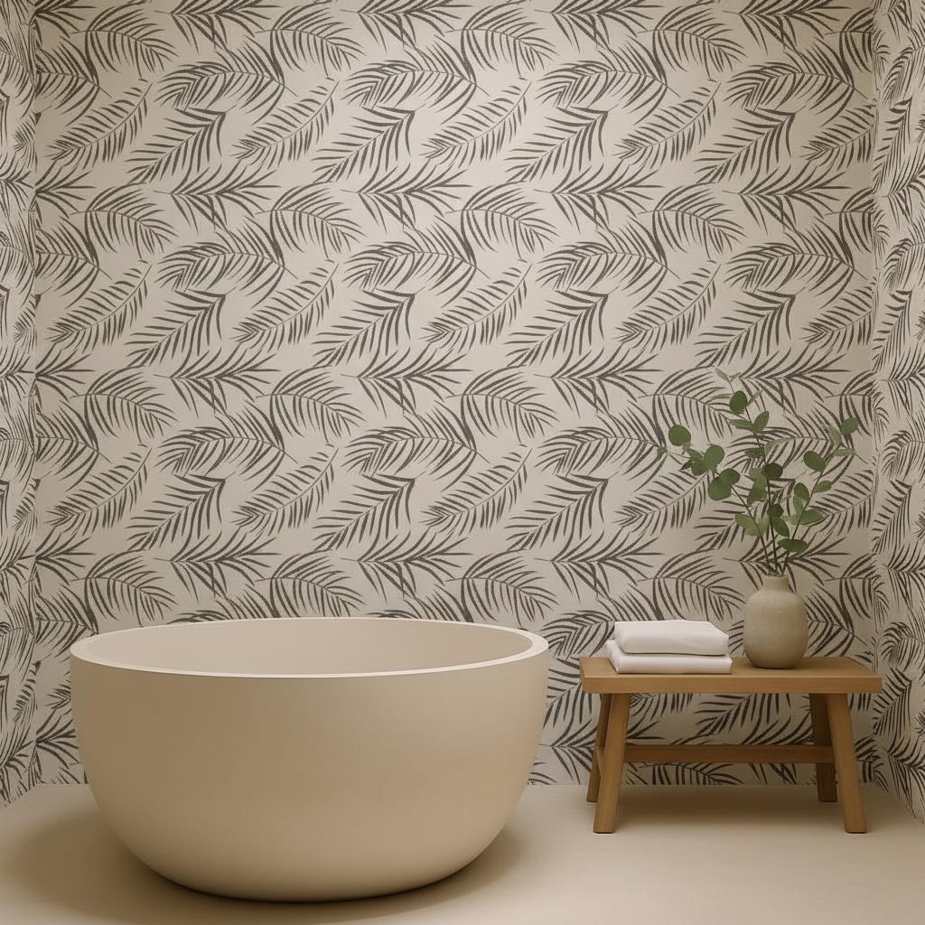 Foglie Palma Tropicali su Bianco in ambiente