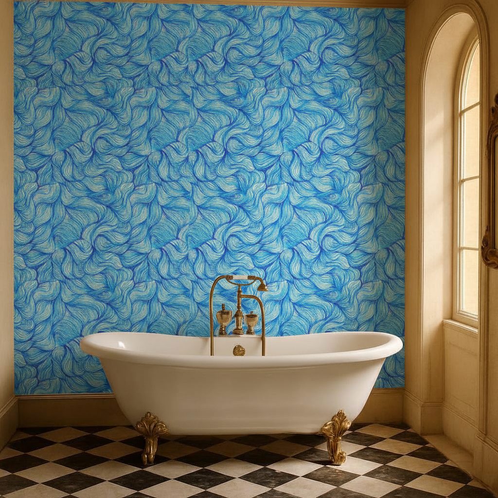 Onde Blu Acquerello in ambiente