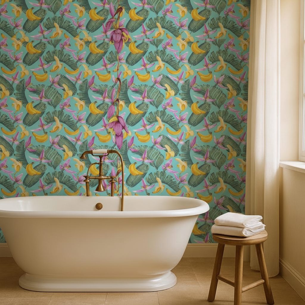 Foglie Banano e Fiori Tropicali in ambiente