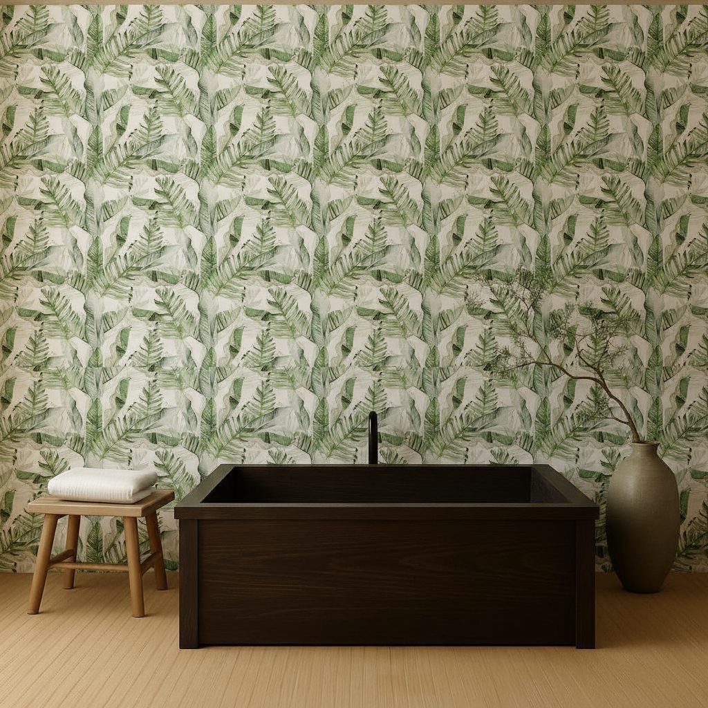 Foglie Tropicali Banano Acquerello in ambiente