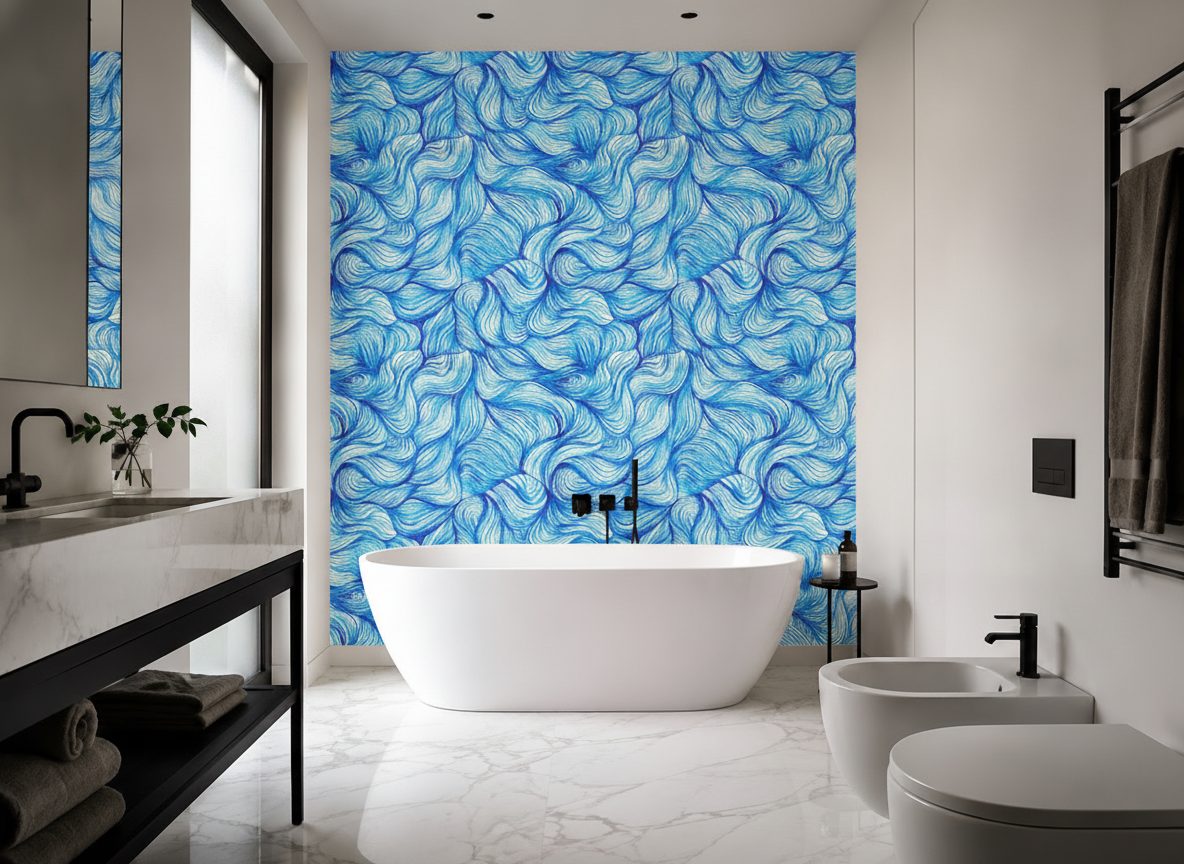 Onde Acquerello Blu in ambiente