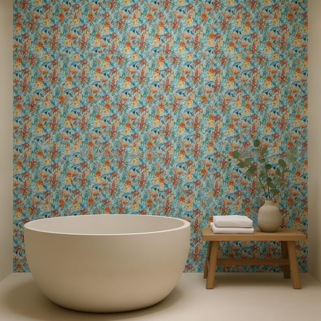 Pattern Tropicale con Uccelli in ambiente