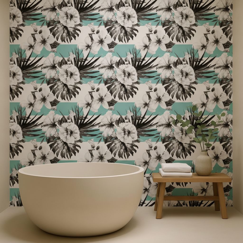 Ibisco Acquerello Floreale in ambiente