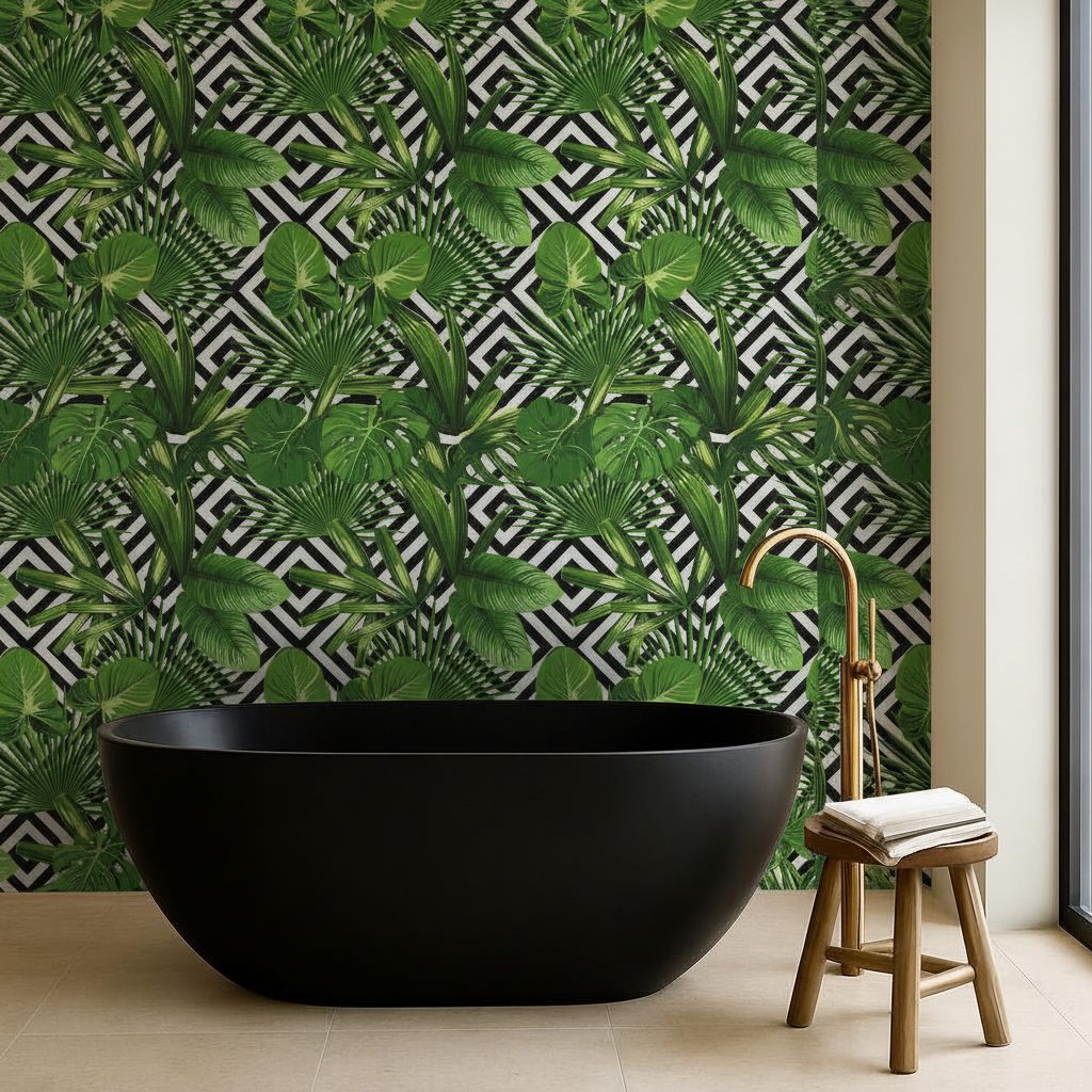 Foglie di Palma Tropicali Geometriche in ambiente