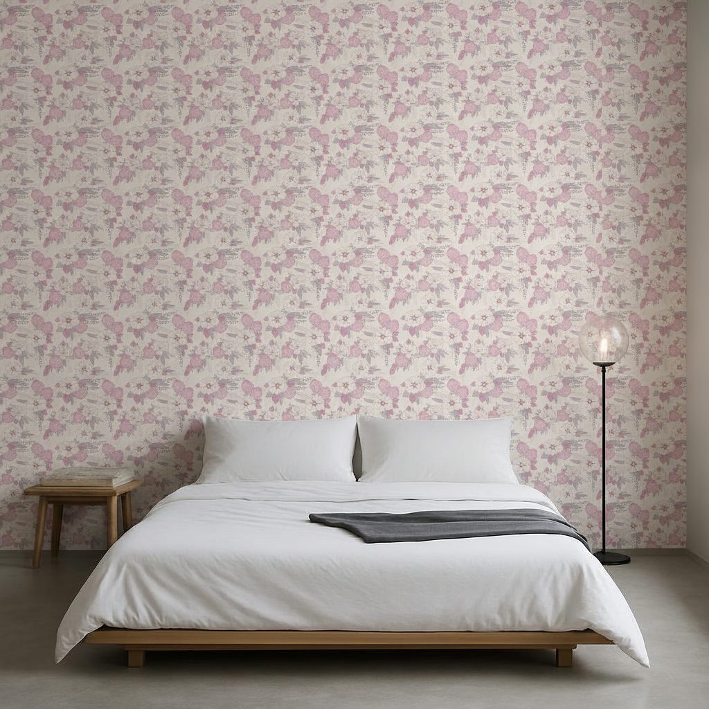 Pattern Floreale Rosa in a room setting