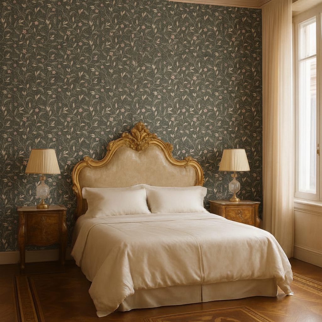 Fiori e Foglie Vintage Scuro in a room setting