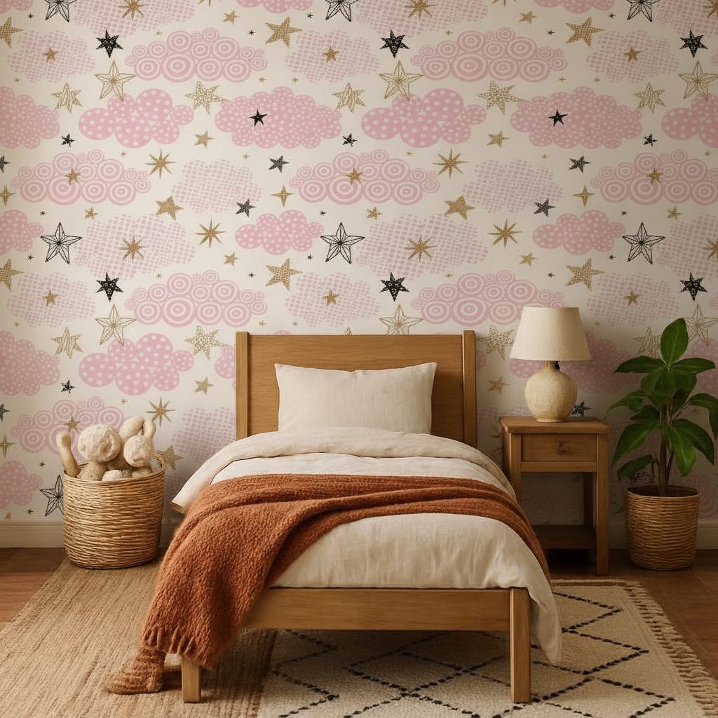 Stelle Oro e Nuvole Rosa in a room setting