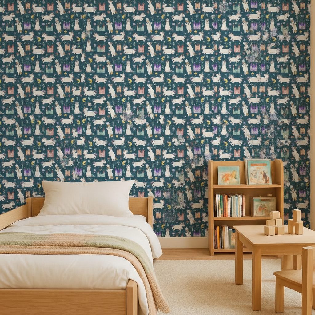 Unicorni Castelli Stelle e Fiori in a room setting