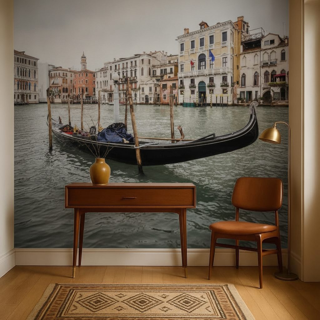 Canale Venezia Gondola Edifici Antichi in ambiente