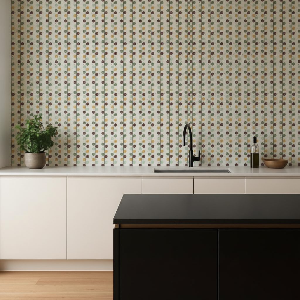 Pattern Foglie Ornate Verdi in ambiente