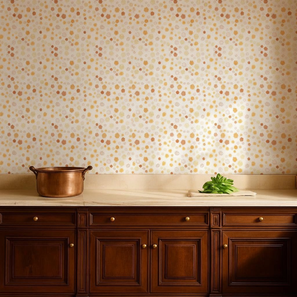 Fiori e Foglie Doodle Arancio in ambiente