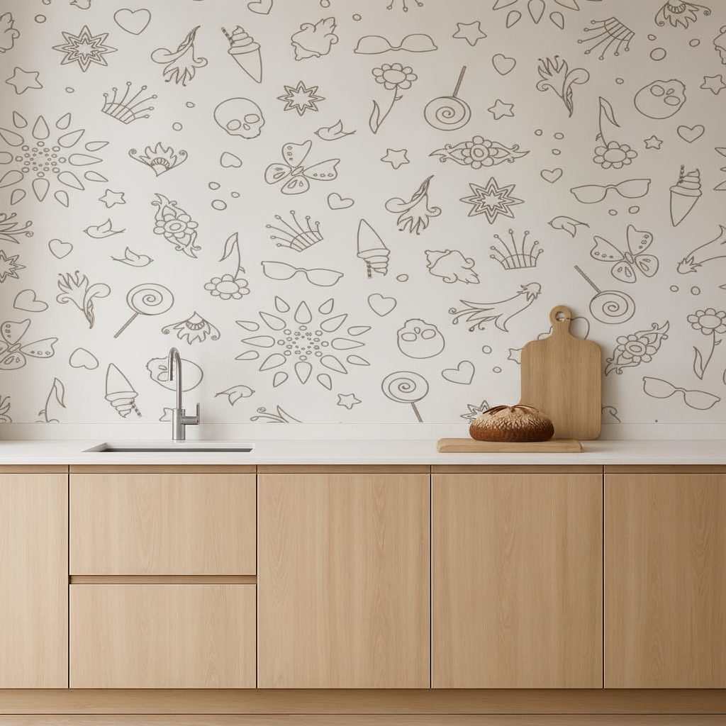 Oggetti Astratti Semplici Beige in ambiente